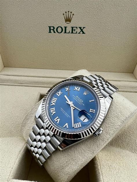 rolex datejust 41mm azzurro dial|Rolex Datejust 41 price uk.